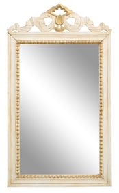 Continental Creme Peinte Gilt Washed Mirror, 20th c, H.- 35 in., W.- 20 in.