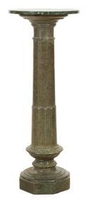 Continental Ring Turned Green Marble Pedestal, 19th c., H.- 44 in., Dia.- 18 in.
