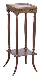 French Louis XVI Style Ormolu Mounted Marble Top Pedestal, 20th c., H.- 33 in., W.- 12 in., D.- 12