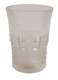 Lalique "Florence" Frosted and Clear Glass Vase, early 20th c., H.- 7 3/4 in., Dia.- 5 5/8 in.