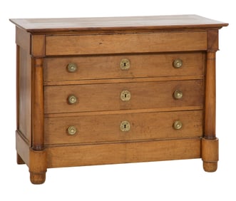 French Empire Style Walnut Commode, mid 19th c., H.- 35 in., W.- 47 1/2 in., D.- 23 in.