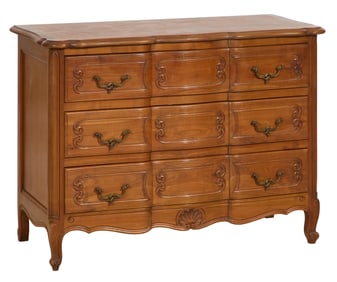 French Louis XV Style Cherry Commode, 20th c., H.- 31 in., W.- 42 in., D.- 19 1/4 in.