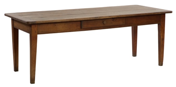 French Provincial Walnut Farmhouse Table, early 19th c., H.- 30 in., W.- 79 in., D.- 34 1/2 in.