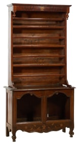 French Provincial Louis XV Style Inlaid Walnut Vasselier, early 19th c., H.- 77 in., W.- 40 in., D.-