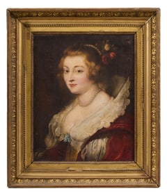 Follower of Peter Paul Rubens (Flemish, 1577-1640), "Portrait Study of Catherine Manners, Duchess of