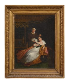 French School (Late 18th/Early 19th Century), "16th Century Courtly Lady with Handmaid," H.- 12 3/4
