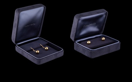 Two Pairs of Tiffany & Co. 18K Yellow Gold Ball Earrings, Dangle- H.- 1 3/8 in. (4 Pcs.)