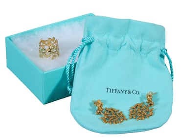 Three Pieces of Tiffany & Co. 18K Yellow Gold Paloma Picasso Olive Leaf Jewelry, App. Total Wt.-