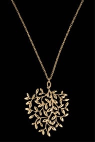 Tiffany & Co. 18K Yellow Gold Paloma Picasso Olive Leaf Large Pendant, 20th c., App. Total Wt.- 0.40