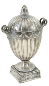 Rare Silver Plate Clad Wedgwood Tea Caddy, 19th c., H.- 9 in., W.- 5 1/2 in.