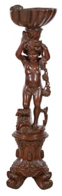 Continental Carved Wood Putti Jardiniere, late 19th c., H.- 56 1/2 in., W.- 16 in., D.- 16 in.