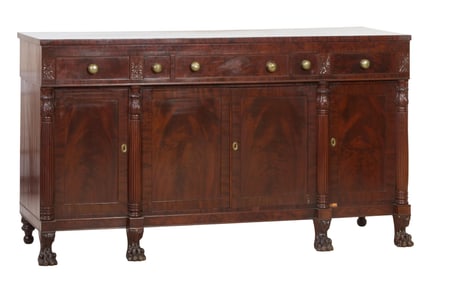 American Classical Mahogany Sideboard, early 19th c., Probably New York City or Boston, H.- 44 in.,