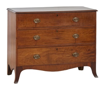 English Georgian Walnut Chest of Drawers, early 19th c., H.- 35 in., W.- 43 in., D.- 20 in.