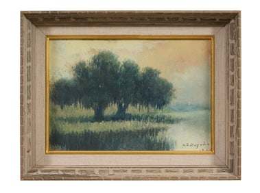 Alexander John Drysdale (Louisiana, 1870-1934), "Louisiana Bayou Scene," c. 1914, Sight- H.- 6 3/8