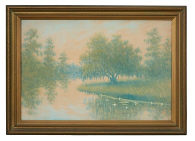 Alexander John Drysdale (American/Louisiana, 1870-1934), "Dusk on City Park," 1932, H.- 20 in., W.-