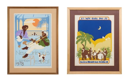 Two New Orleans Jazz and Heritage Festival Posters, 1977 and 1978, 1977- Sight- H.- 28 3/4 in., W.-