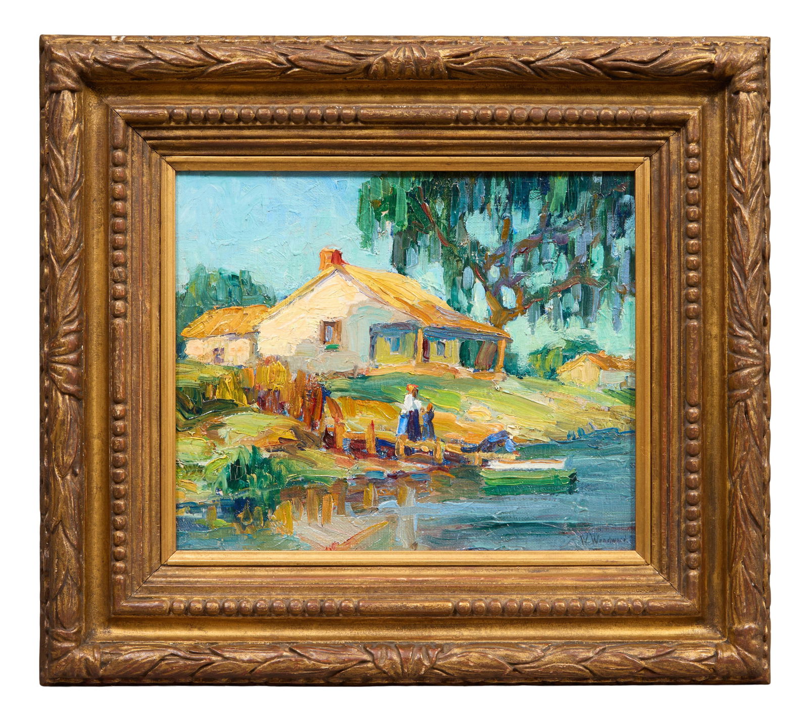 After William Woodward (American/Massachusetts/Louisiana, 1859-1939), "Louisiana Cabin Scene," H.- 9 (1 of 5)