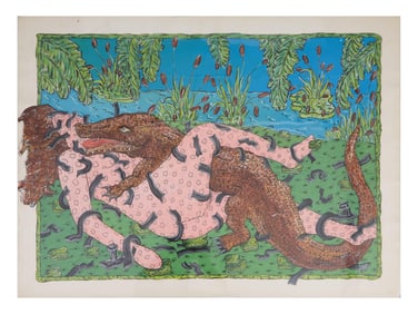 George Febres (Ecuadorian/Louisiana, 1943-1996), "Alligator Love," Piece- H.- 22 1/8 in., W.- 30 in.
