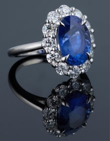 Lady's Platinum Unheated Ceylon Sapphire Dinner Ring, Size- 6 1/2.