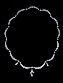Platinum and Diamond Necklace, Total Diamond Wt.- app. 7.50 cts., L.- 17 in.