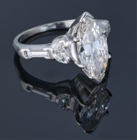 Lady's Platinum Diamond Solitaire Ring, Total Diamond Wt.- app. 3.24 cts., Size- 5.