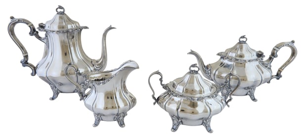 Gorham Four Piece Sterling Tea and Coffee Set, 20th c., App. Total Sterling Wt.- 73.3 Troy oz.;