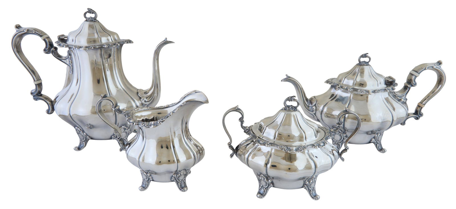 Gorham Four Piece Sterling Tea and Coffee Set, 20th c., App. Total Sterling Wt.- 73.3 Troy oz.; (1 of 4)