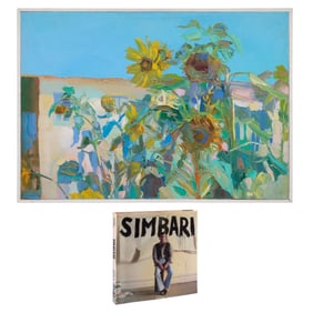 Nicola Simbari (Italian, 1927-2012), "Sunflowers," 1965, H.- 27 1/2 in., W.- 39 1/4 in., Framed- H.-