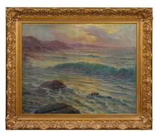 Primitif Bono (Italian, 1880-1955), "Waves," H.- 28 3/4 in., W.- 36 1/4 in., Framed- H.- 38 1/2 in.,
