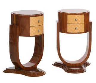 Pair Art Deco Style Side Tables, 21st c., Each- H.- 30 in., W.- 17 in., D.- 16 in. (2 Pcs.)