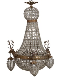 Crystal and Bronze Ball Chandelier, 21st c., H.- 30 in., Dia.- 20 in.