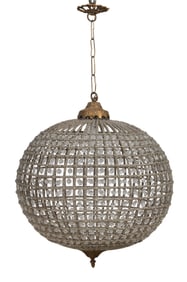 Crystal Button Prism Globe Chandelier, 20th/21st c., Dia.- 20 in.