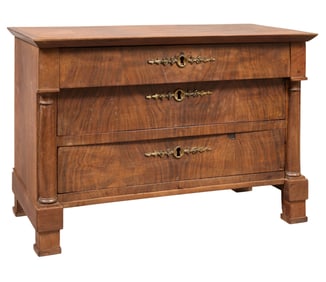 Miniature French Empire Figured Walnut Jewelry Chest, early 19th c., H.- 13 1/2 in., W.- 19 3/4 in.,