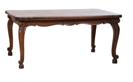French Provincial Louis XV Style Parquetry Extension Dining Table, 20th c., H.- 31 in., W.- Closed-