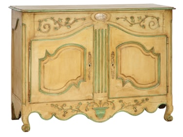 French Provincial Creme Peinte Sideboard, 19th c., H.- 44 1/2 in., W.- 61 1/4 in., D.- 23 in.