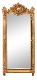Rococo Inspired Carved Gilt and Gesso Mirror, 21st c., H.-69 in., W.- 30 in.
