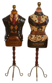 Pair of Vintage Style Decorative Blackheat Golf Mannequins, Shorter- H.- 60 in., W.- 18 in., D.- 7