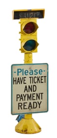 Amusement Park Stop Light Stand, 20th c., H.- 48 in., W.- 24 in., D.- 21 in.