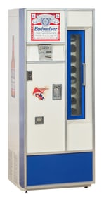 Vintage Budweiser Vending Machine, H.- 60 in., W.- 24 1/2 in., D.- 22 in.