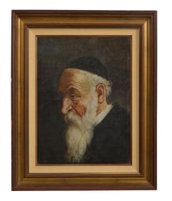 Continental School, "Portrait of a Rabbi," 20th c., Sight- H.- 15 1/2 in., W.- 11 3/4 in., Framed-