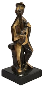 Guillermo Castano Ramirez (Mexican, b. 1938) "The Guitar Player," Figure- H.- 18 1/2 in., W.- 6 in.,