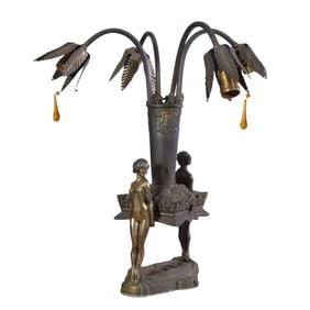 Art Deco Style Figural Lamp, 20th c., H.- 19 in., W.- 14 in., D.- 14 in.