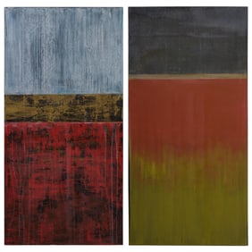 Allen Melton (American/Mississippi, b. 1964), Two Abstract Paintings, consisting of "Silver, Gold