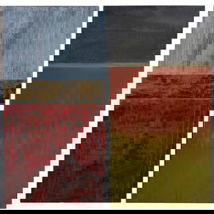 Allen Melton (American/Mississippi, b. 1964), Two Abstract Paintings, consisting of "Silver, Gold: Allen Melton (American/Mississippi, b. 1964), Two Abstract Paintings, consisting of "Silver, Gold and Red" and "Black and Gold over Red and Green," the first acrylic on canvas, the second oil on canva