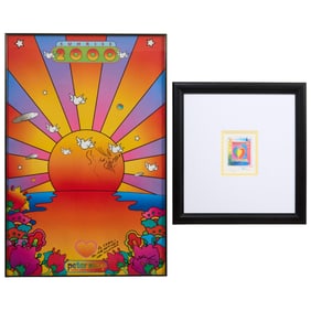 Peter Max (German/American, 1937-2023), "Millennium Poster" and "Heart Series III," Larger Sight-