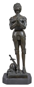 Bronze Statue of Joan of Arc, 20th c., H.- 22 in., W.- 8 in., D.- 6 1/4 in.