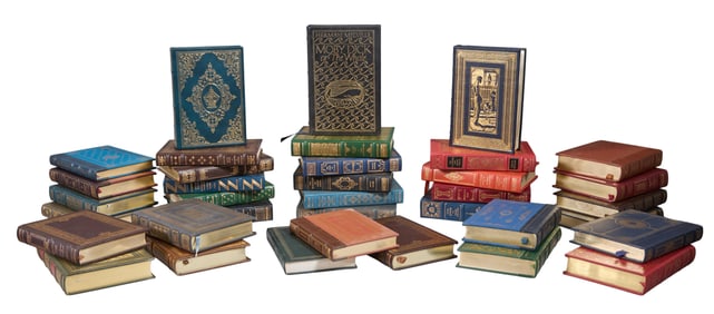 Group of Thirty Four Franklin Library Books, 1980s, Largest- H.- 9 1/2 in., W.- 1 7/8 in., D.- 6 1/4