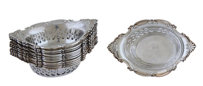 Thirteen Gorham Sterling Nut Dishes, 20th c., App. Total Sterling Wt.- 9.54 Troy oz.; Each- H.- 1