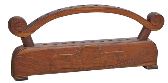 Chinese Pool Cue Holder, 20th c., H.- 21 1/2 in., W.- 48 in., D.- 6 in.