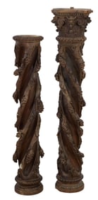 Large Byzantine Style Carved Oak Column, 19th c., H.- 98 in., Dia.- 11 in.